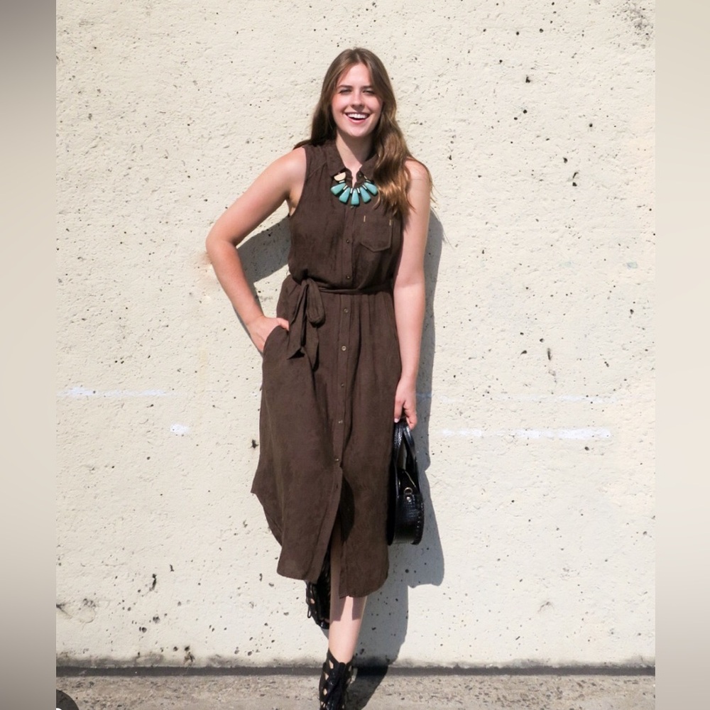 By Anthropologie Green Parsons Button Down Shirt Midi Dress Sz S
